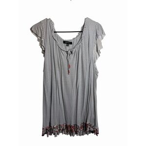 ellen tracy womens short sleeve shirt striped size 2X XXL plus
